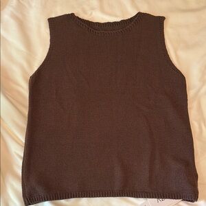 Brown Sleeveless Knit Top